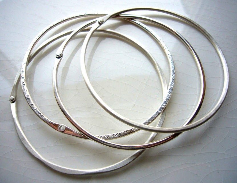 Bangle Bracelets- sterling silver, riveted