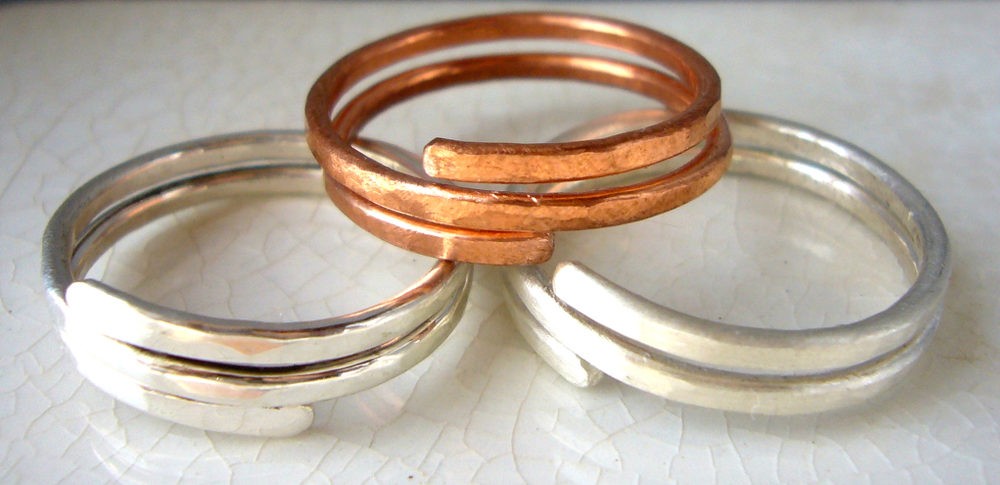 Double Wrap Rings-silver and copper