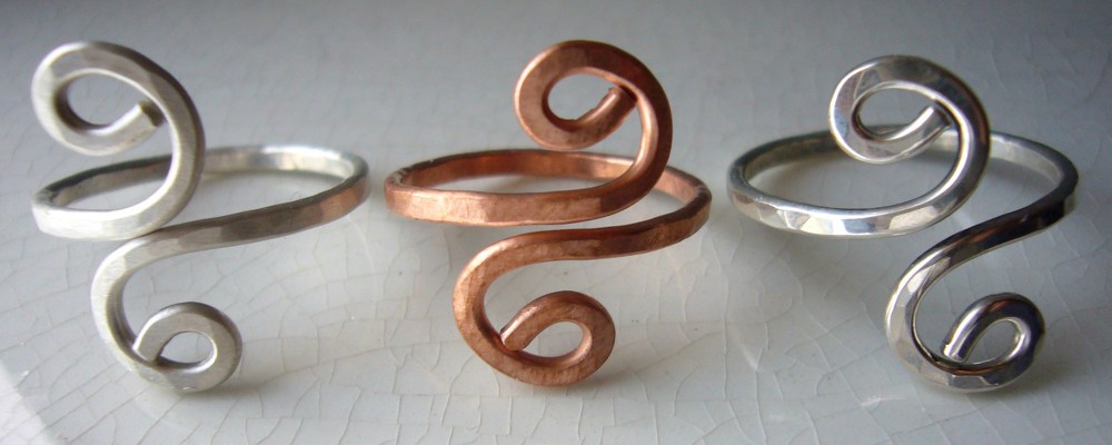 Swirl Rings-silver and copper